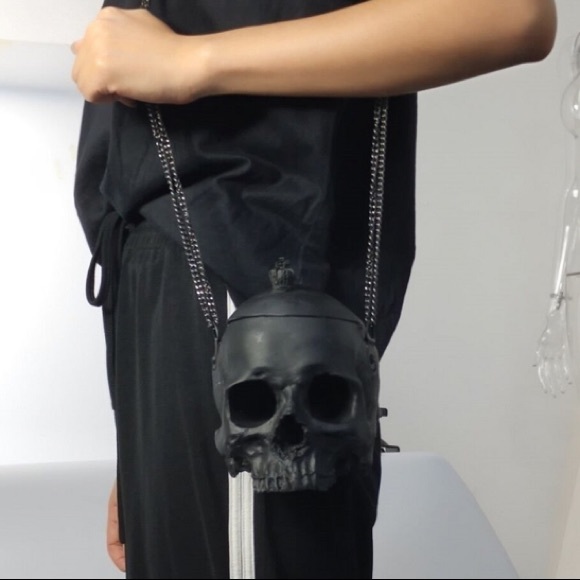 Skull purse skeleton goth occult shoulder bag - Picture 8 of 8